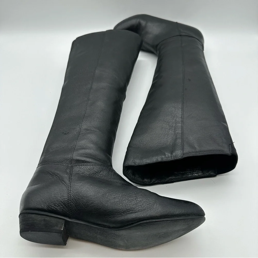 Steve Madden Creation Black Leather Knee High Boots